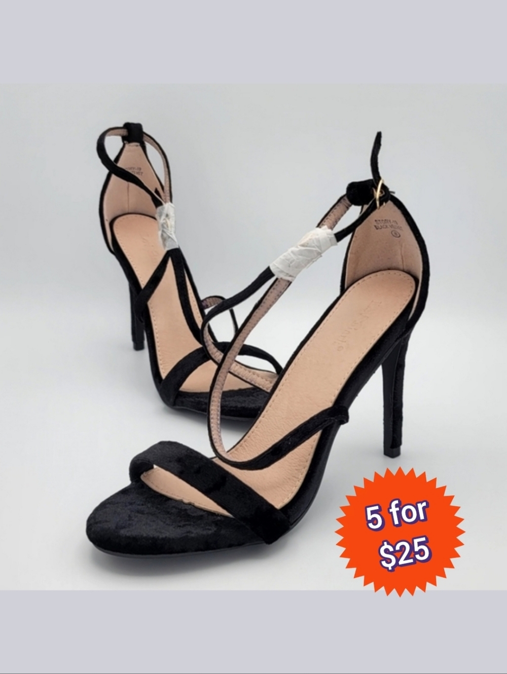 🔴5/$25 NEW! Lov Mark Open Toe Velvet Criss Cross Strap Heel